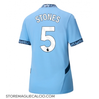 Manchester City John Stones #5 Maglia Gara Casa Repliche 2024-25 Donna Maniche Corte